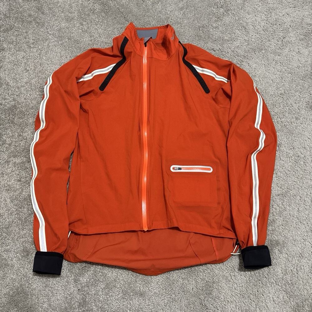 RAPHA Women's Cycling Hi Viz Wind Jacket Size Large Orange Windstopper